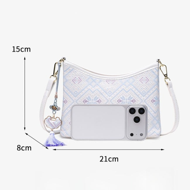 Bolsa Clutch Geométrica Lavanda com Tassel - imagem 17