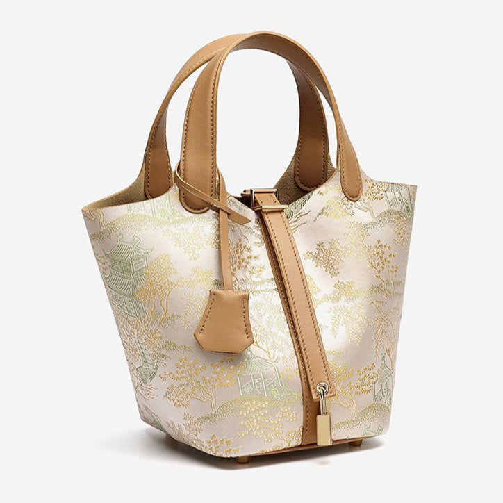 Bolsa Bucket Jardim Oriental em Couro - imagem 6