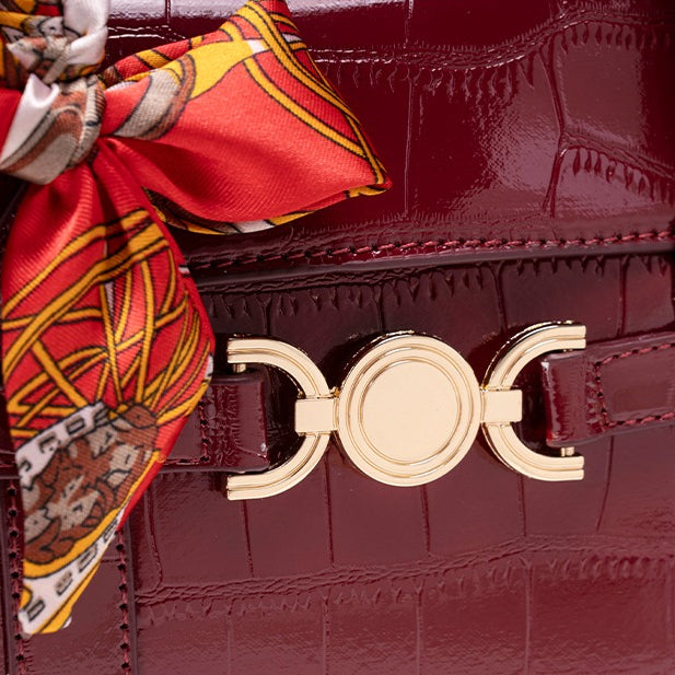Bolsa Satchel Croco Verniz com Lenço - imagem 13