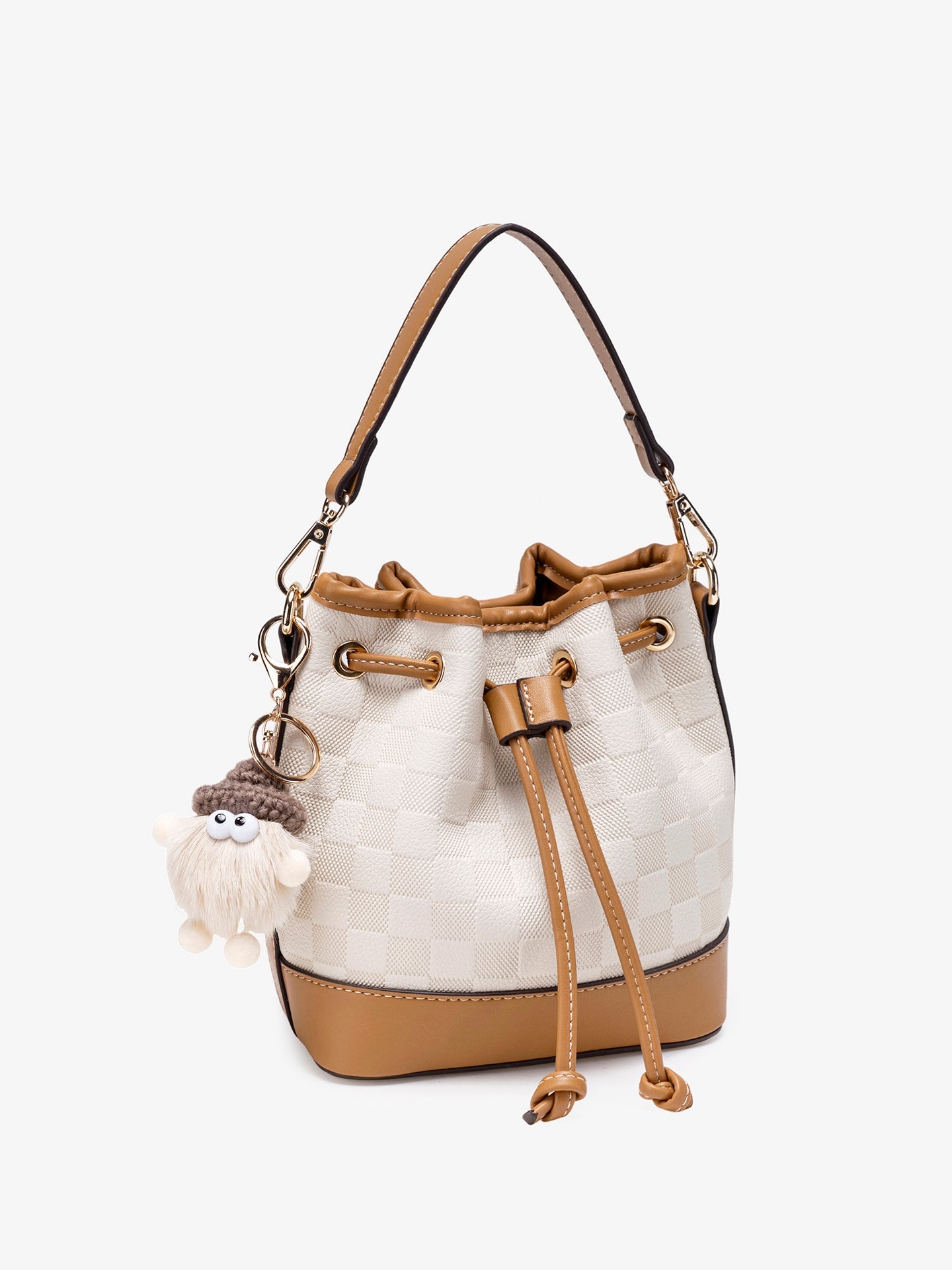 Bolsa Bucket Xadrez Vintage com Charm - imagem 7
