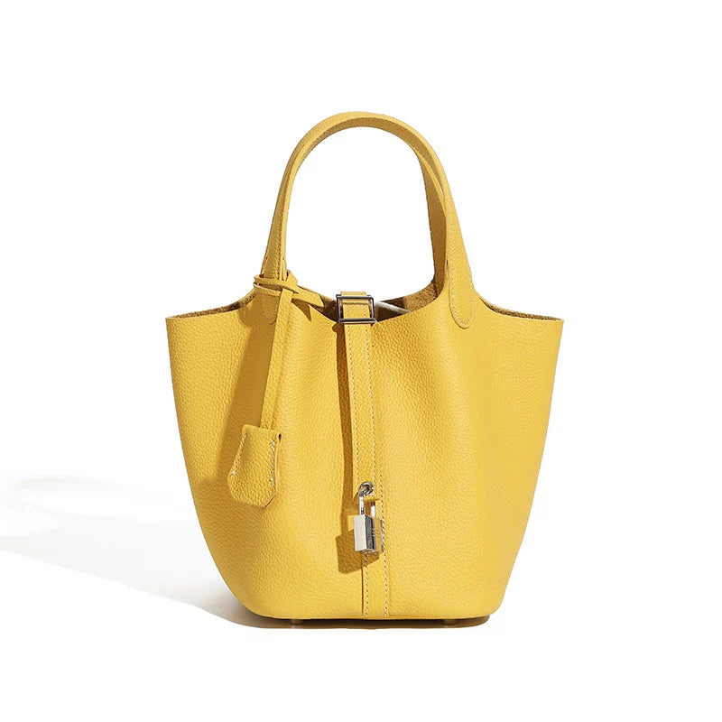 Bolsa Cesto Lumi com Fivela Prata - Amarelo