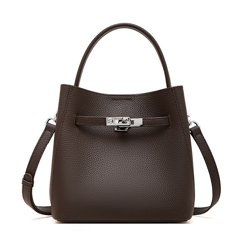 Bolsa Bucket Serena em Couro - Preto
