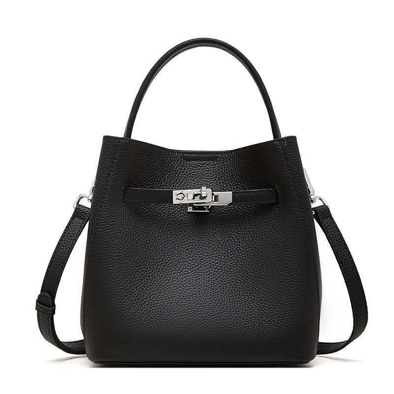 Bolsa Bucket Serena em Couro - Preto