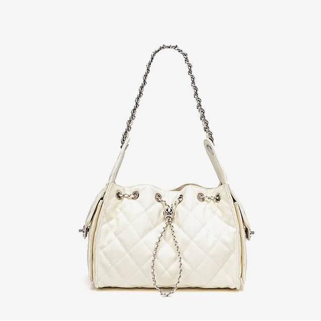 Bolsa Bucket Caviar Grande em Couro - Branco