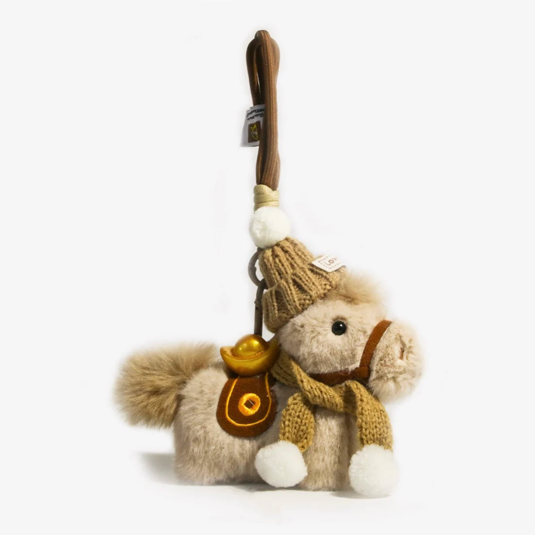 Chaveiro Pônei Natalino Cozy - Pônei marrom (conjunto de inverno de tricô)