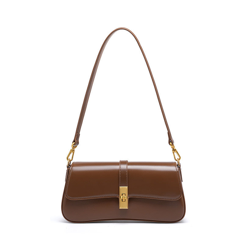 Bolsa Viena Baguete em couro vintage feminina na cor Marrom imagem 1