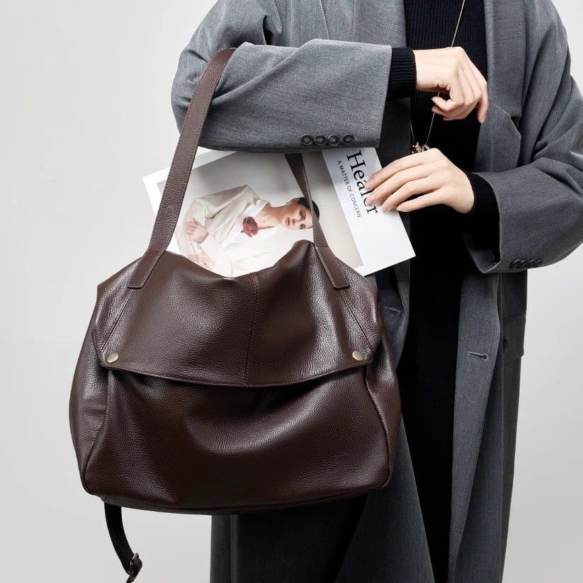 Bolsa Tote Serena em Couro Macio - Marrom