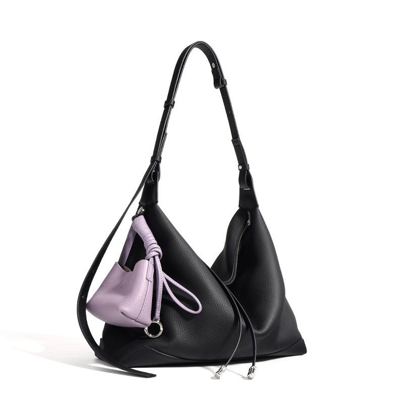 Bolsa Amora Tote em couro minimalista feminina na cor Roxo imagem 1