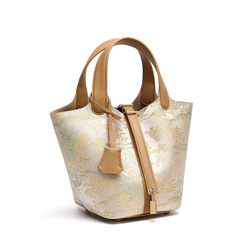 Bolsa Bucket Jardim Oriental em Couro - vista principal