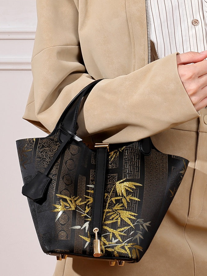 Bolsa Bucket Jardim Oriental em Couro - imagem 25