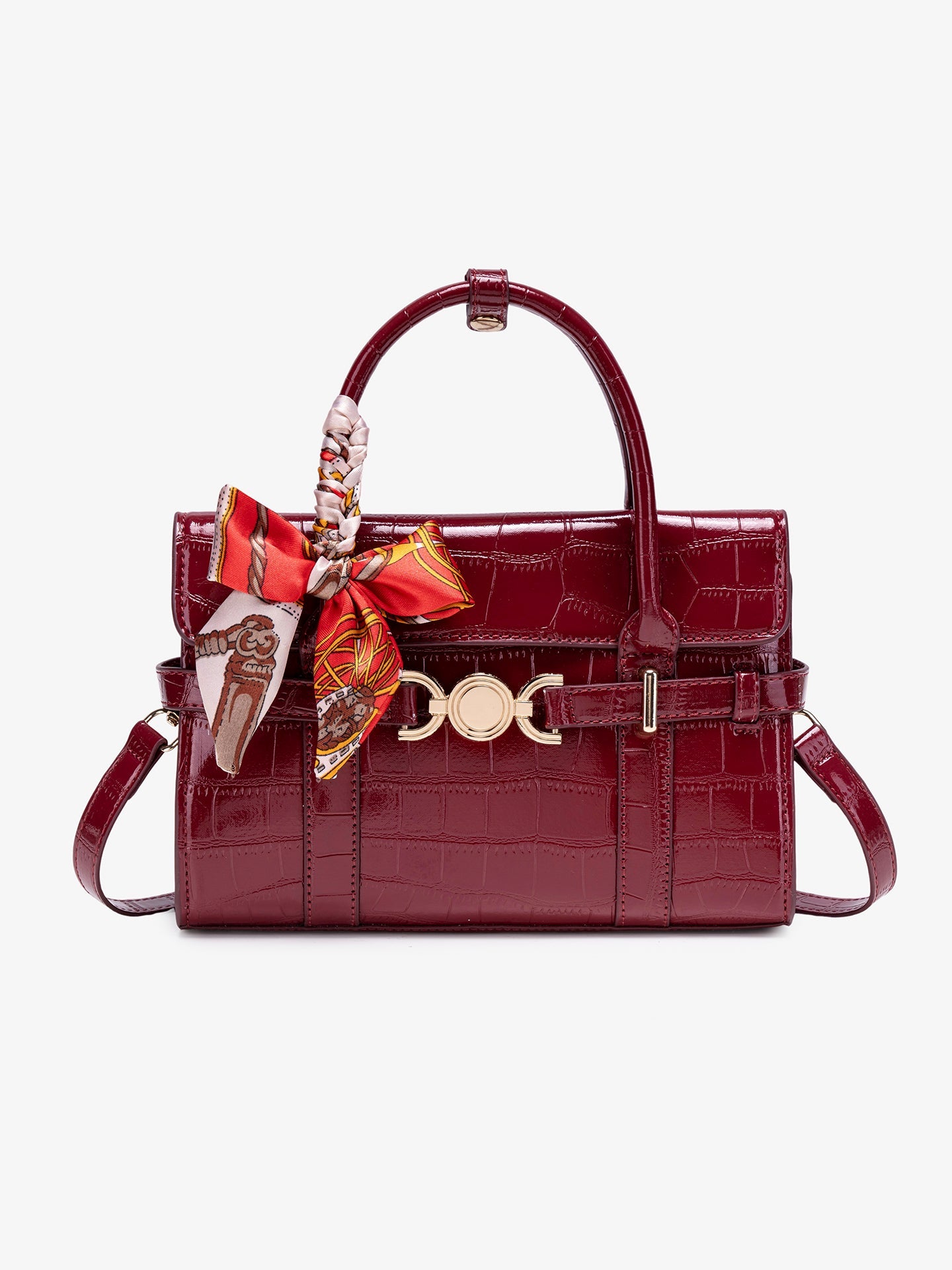 Bolsa Satchel Croco Verniz com Lenço - vista principal