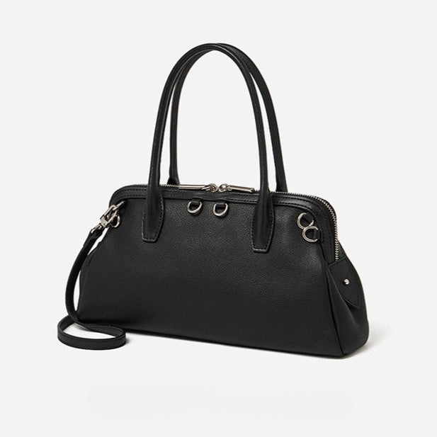 Bolsa Boston Definida em Couro - detalhe do acabamento