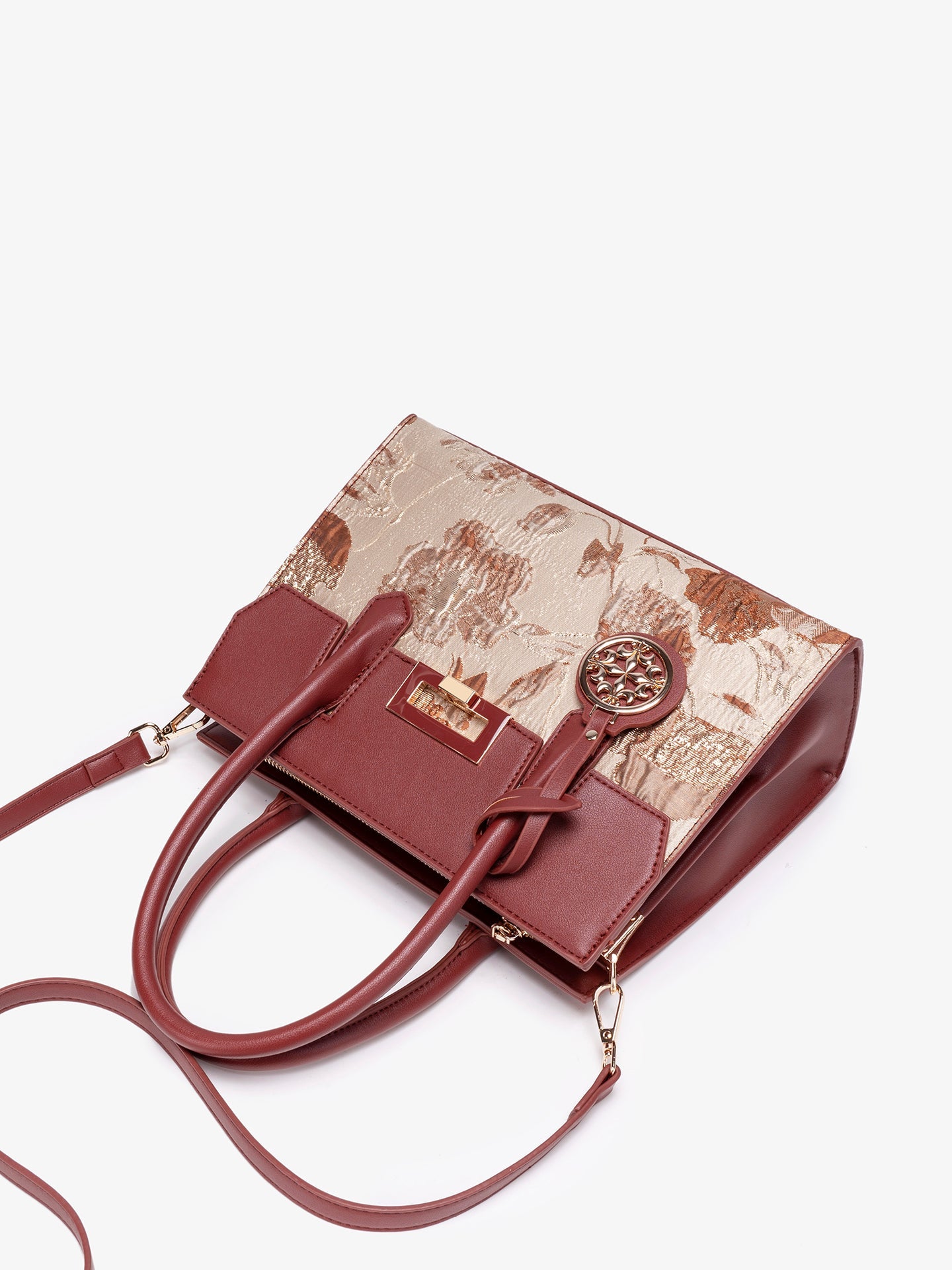 Bolsa Satchel Jacquard com Charm - imagem 8