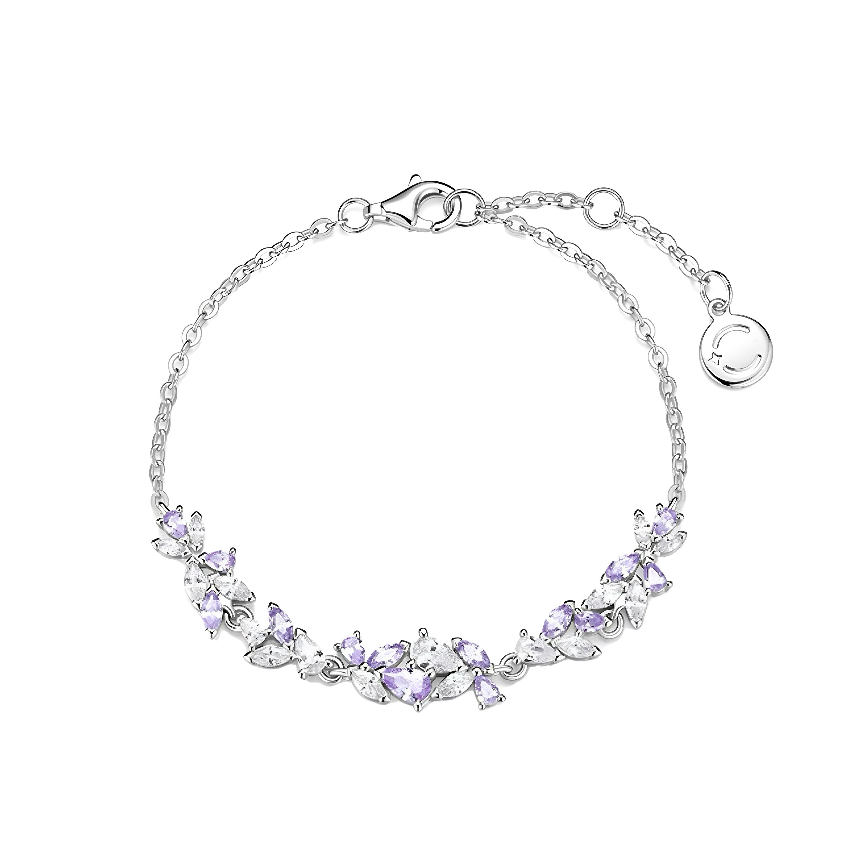 Pulseira Jardim Lavanda Floral feminina delicada na cor P imagem 1
