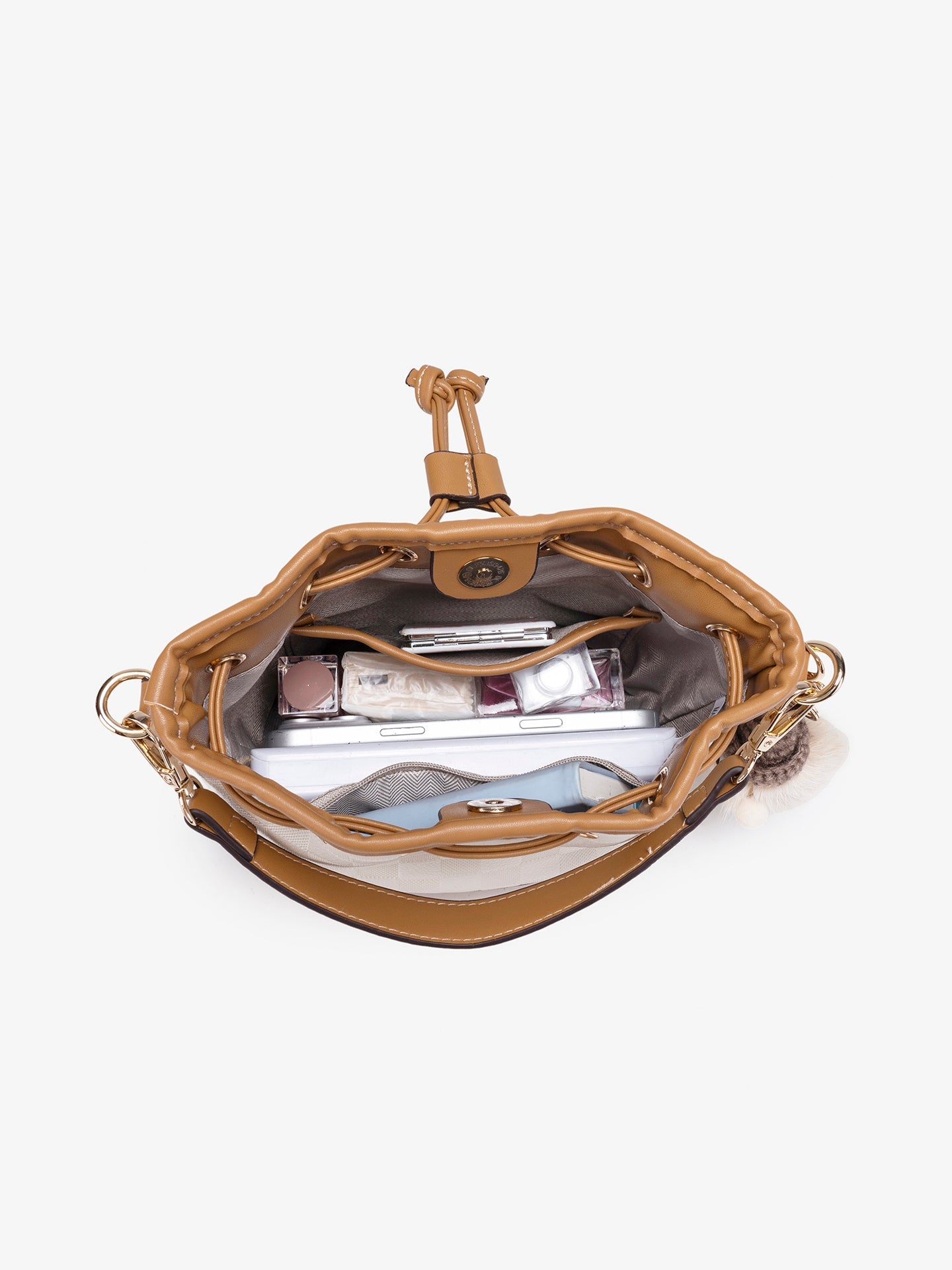 Bolsa Bucket Xadrez Vintage com Charm - imagem 9