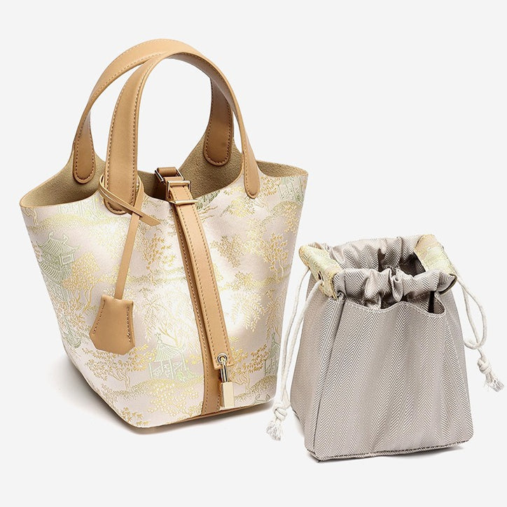 Bolsa Bucket Jardim Oriental em Couro - imagem 27