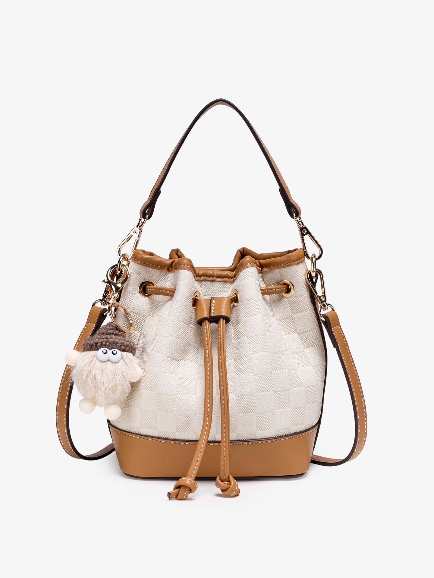 Bolsa Bucket Xadrez Vintage com Charm - vista principal