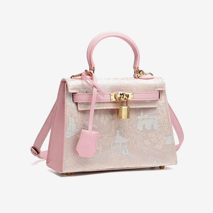 Bolsa Kelly Oriental em Couro com Charm - vista interna