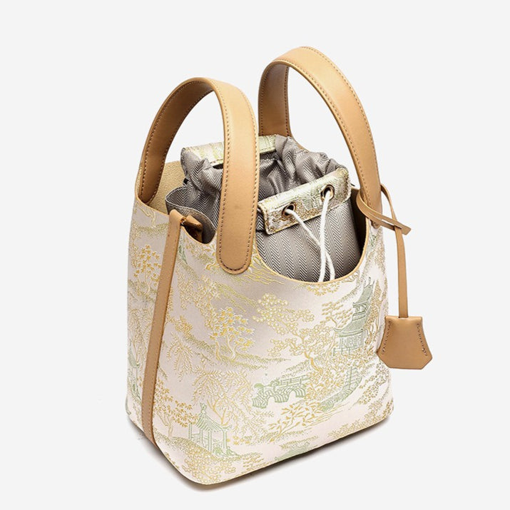 Bolsa Bucket Jardim Oriental em Couro - imagem 26