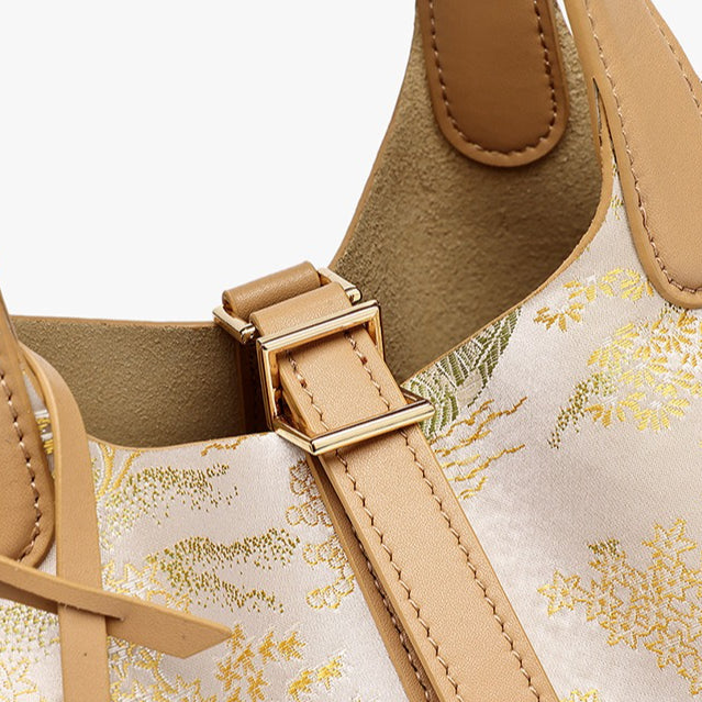 Bolsa Bucket Jardim Oriental em Couro - imagem 35