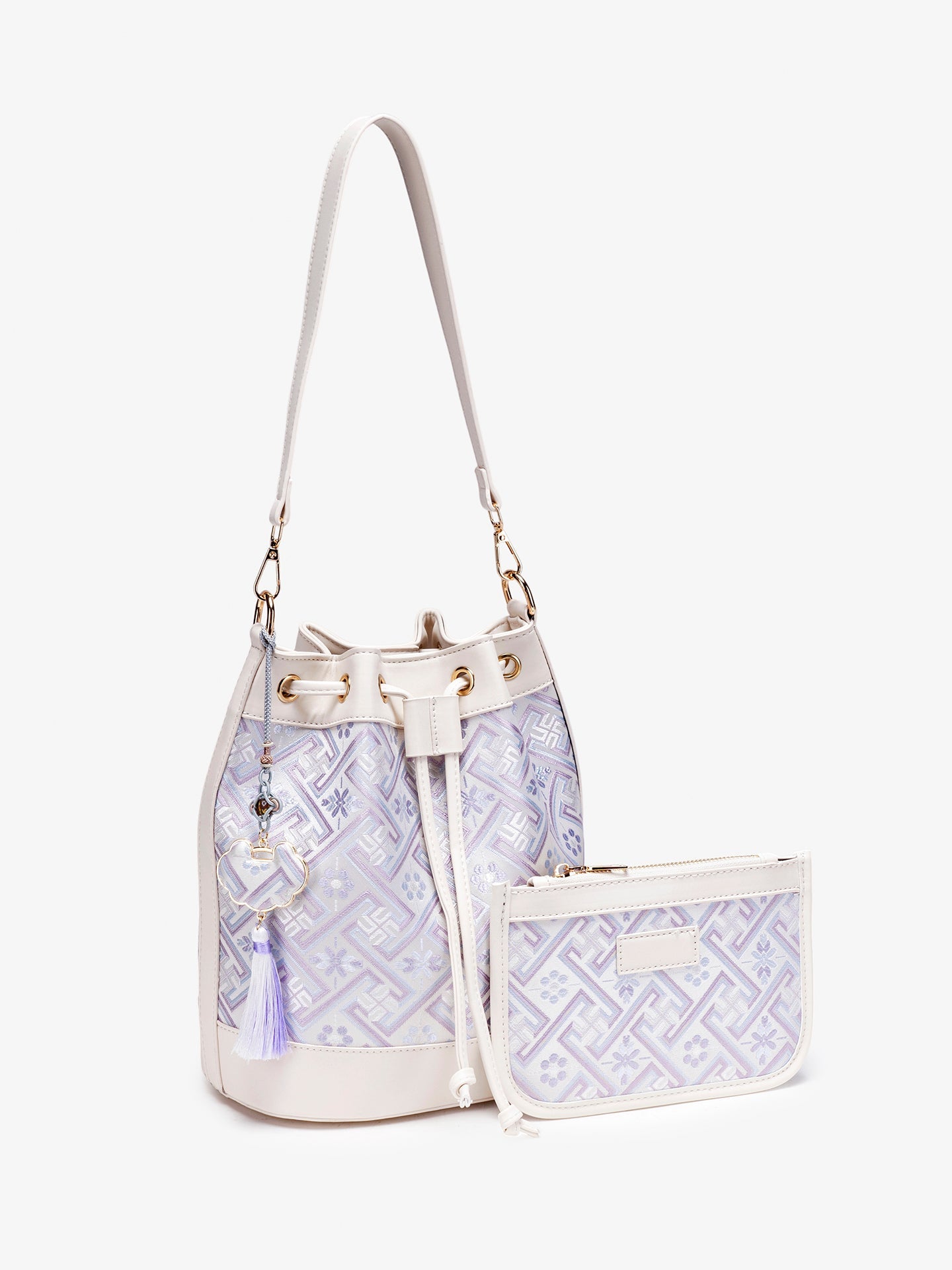 Bolsa Bucket Brocado Oriental com Tassel - imagem 8