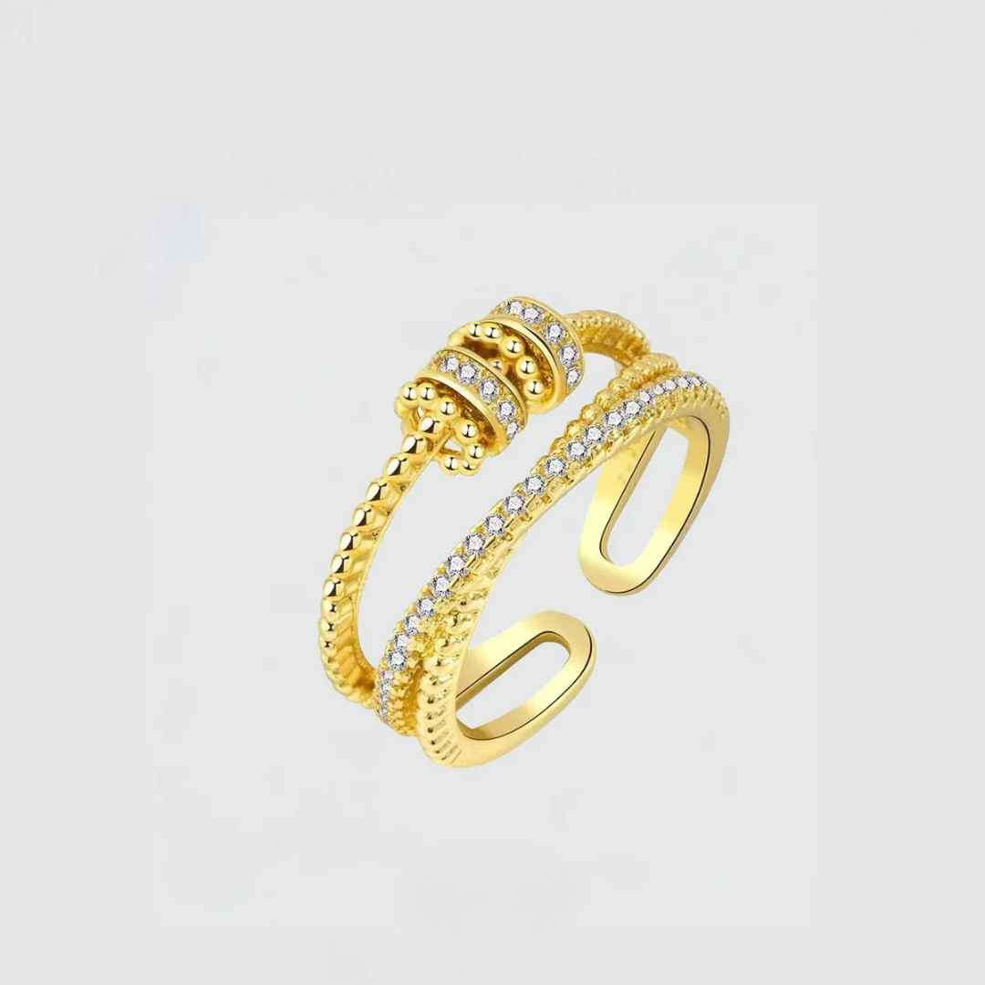 Anel Calm Valéa Giratório Mimo Luz Dourado - foto do anel para loja online