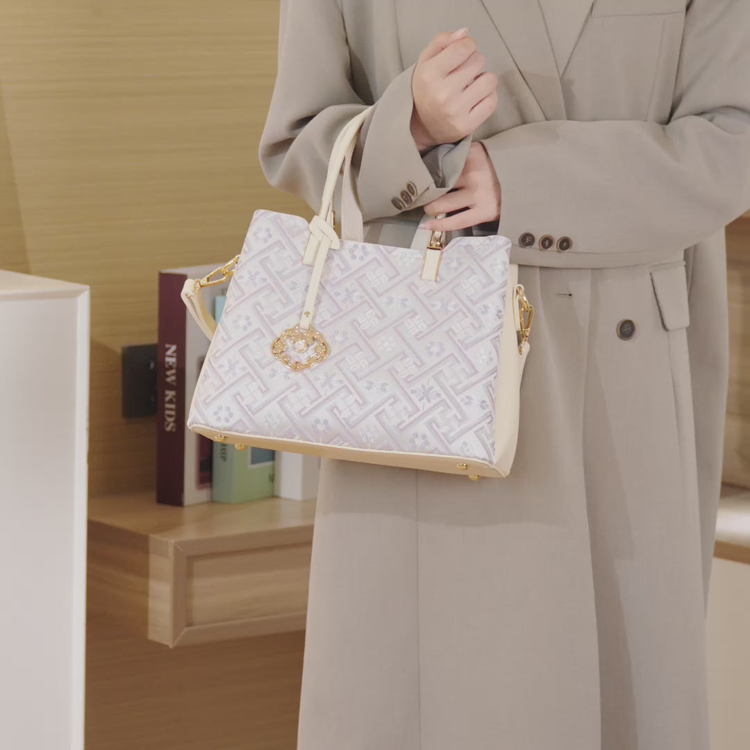 Bolsa Mini Tote Brocado Clássica - vista lateral