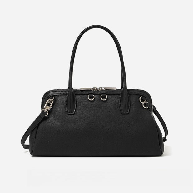 Bolsa Boston Definida em Couro - vista lateral