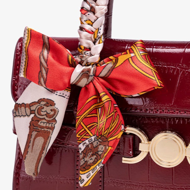 Bolsa Satchel Croco Verniz com Lenço - imagem 12