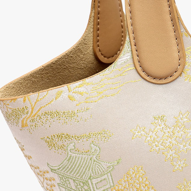 Bolsa Bucket Jardim Oriental em Couro - imagem 36