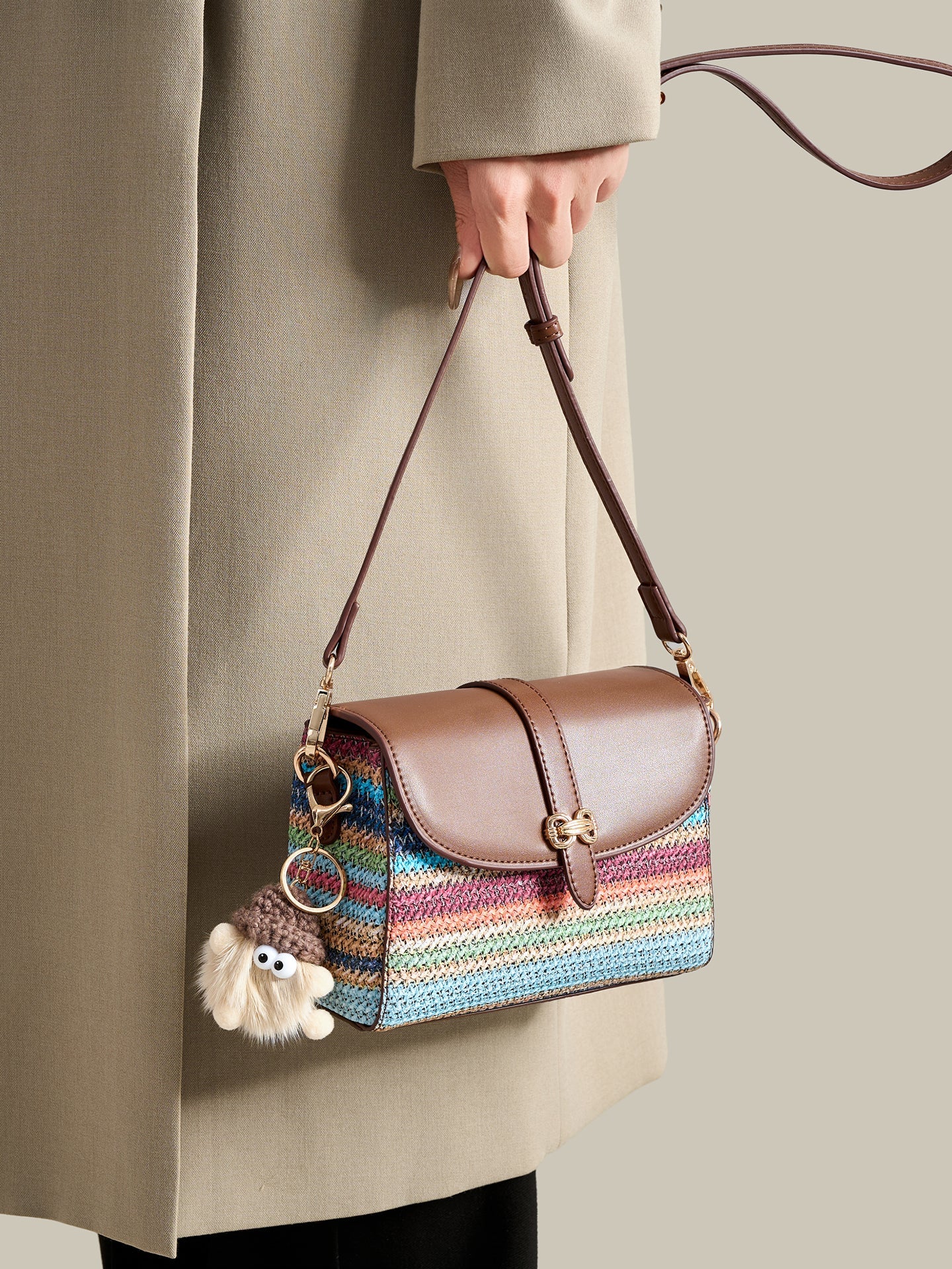 Bolsa Rainbow Trançada com Charme - detalhe interno