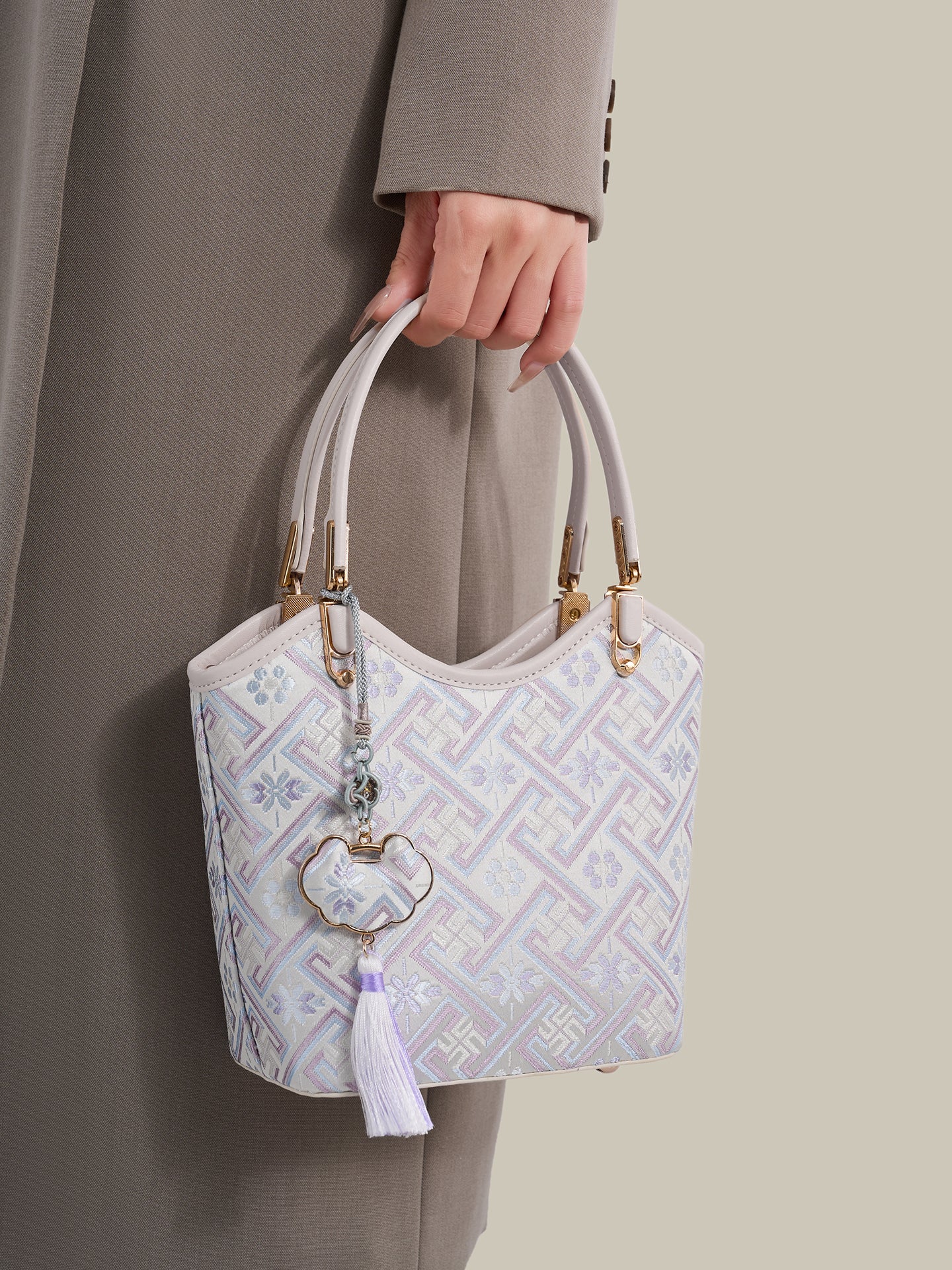 Bolsa Bucket Brocado Opulência - vista interna