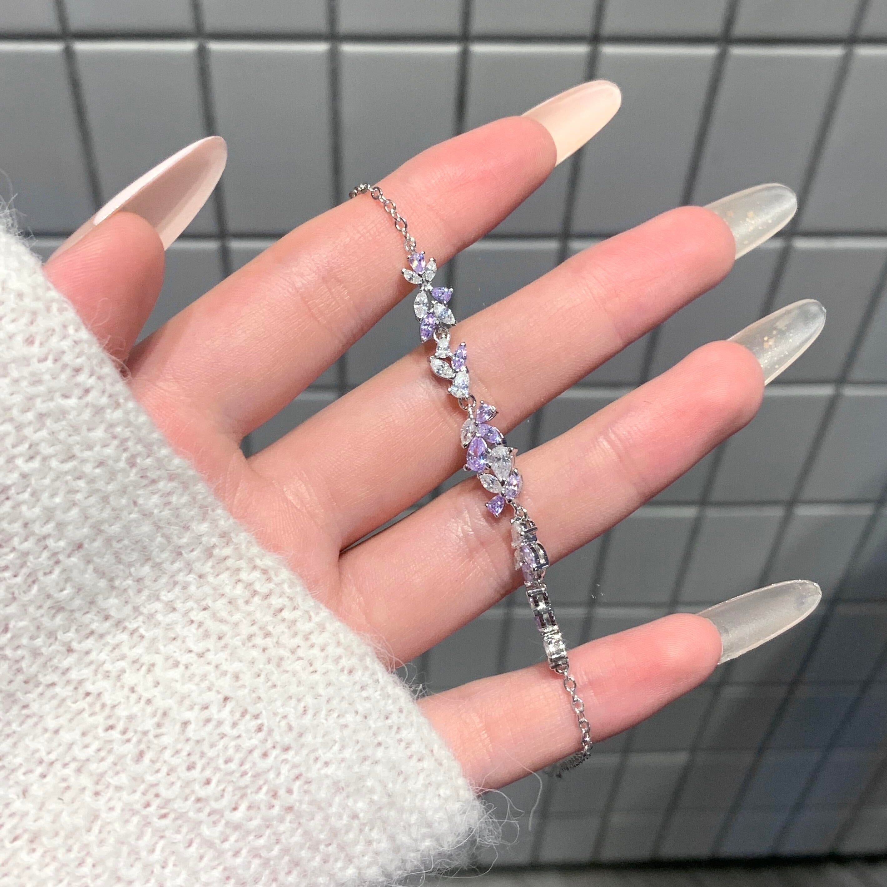 Pulseira Jardim Lavanda Floral feminina delicada imagem 8