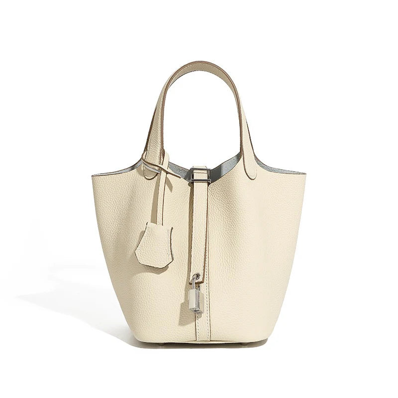 Bolsa Cesto Lumi com Fivela Prata - Taupe
