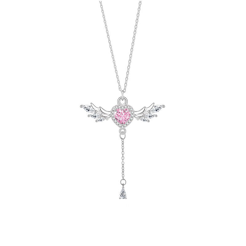 Colar Coração Angelical Rosa - foto do produto