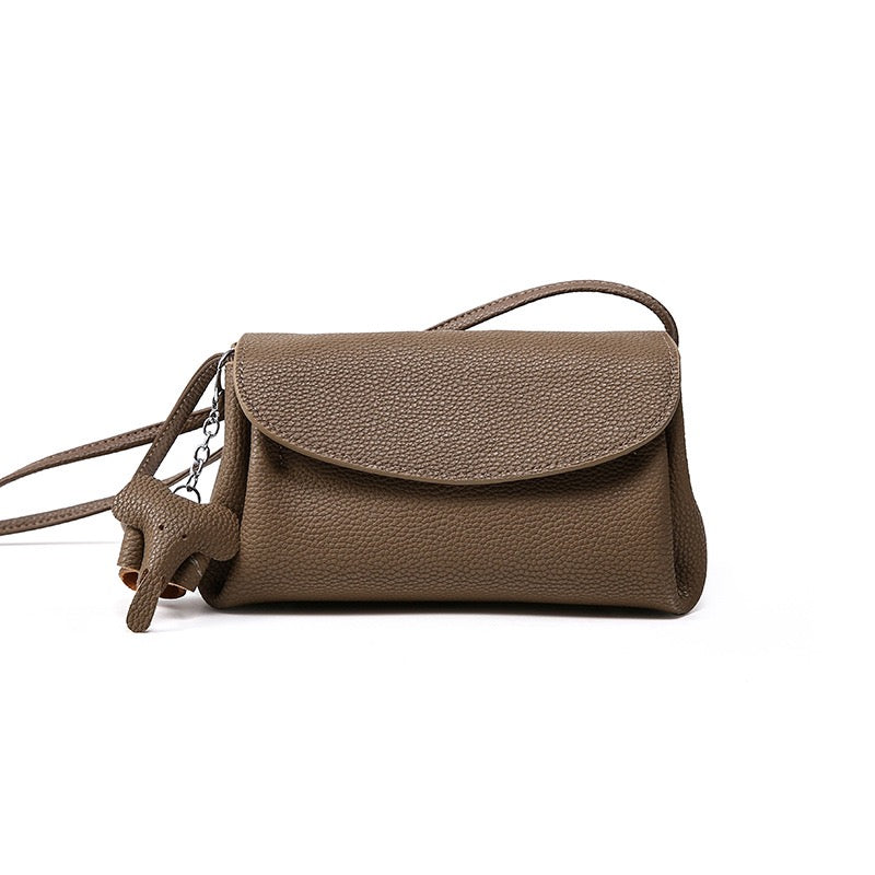 Bolsa Luna Elefante em couro transversal feminina na cor Taupe imagem 1