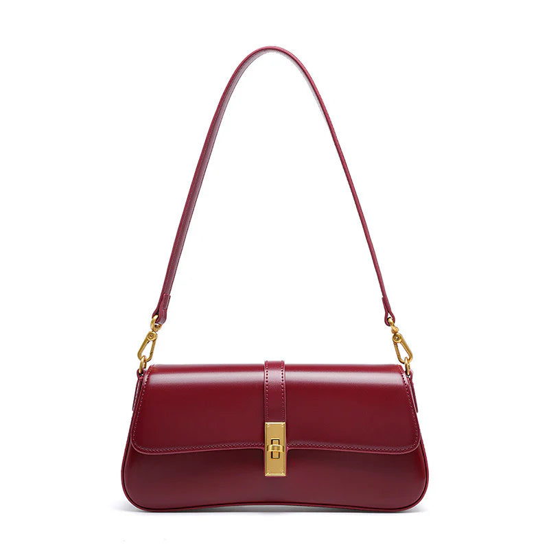 Bolsa Baguette Couro Luna Transversal - Marrom