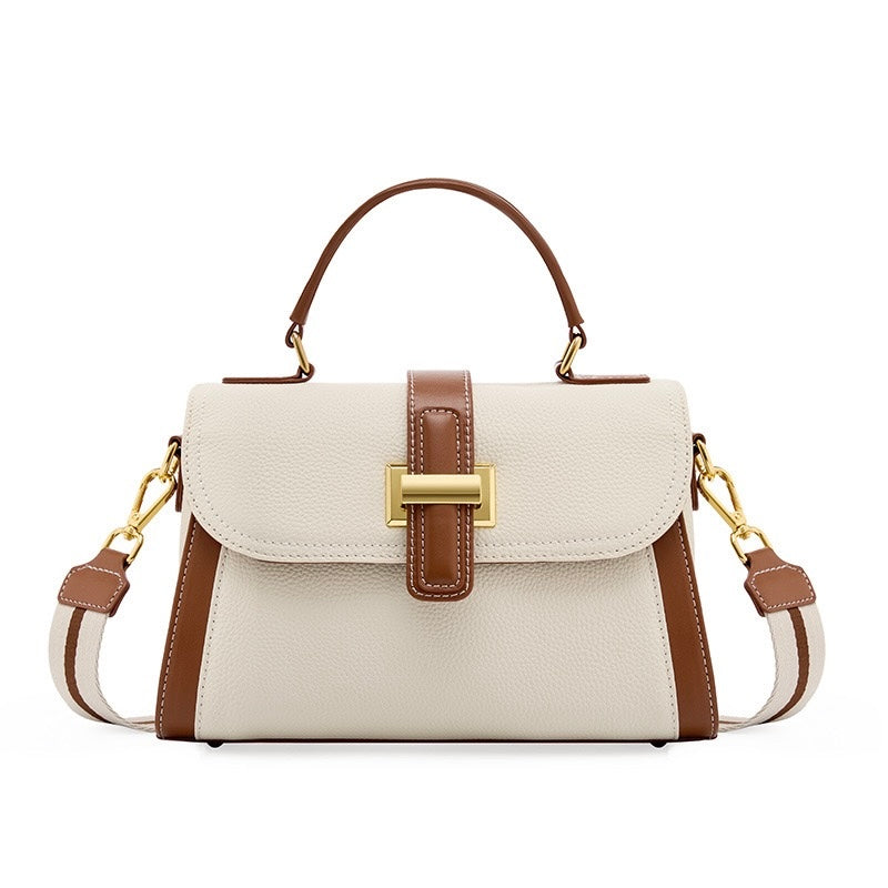 Bolsa Celine estruturada em couro transversal feminina na cor Branco Creme imagem 1