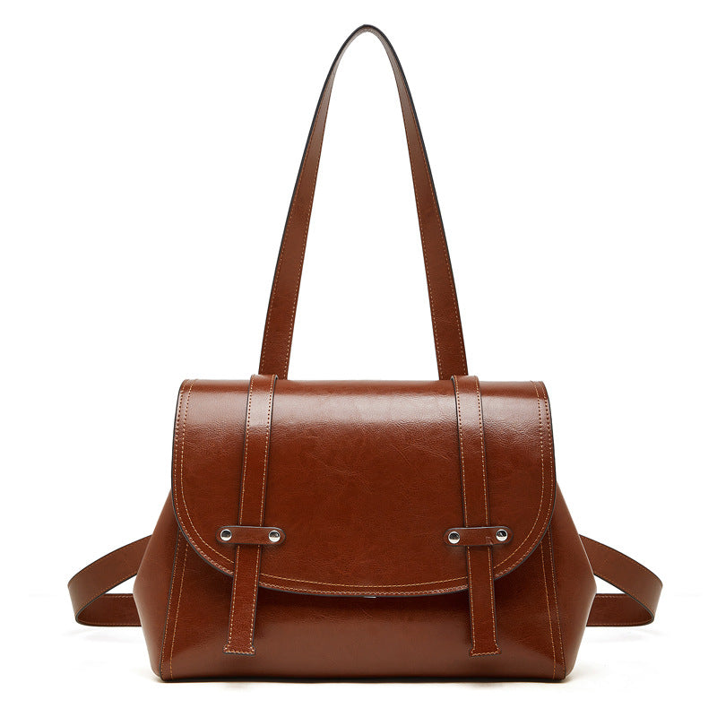 Mochila Bolsa Camille em Couro Encerado - detalhe frontal