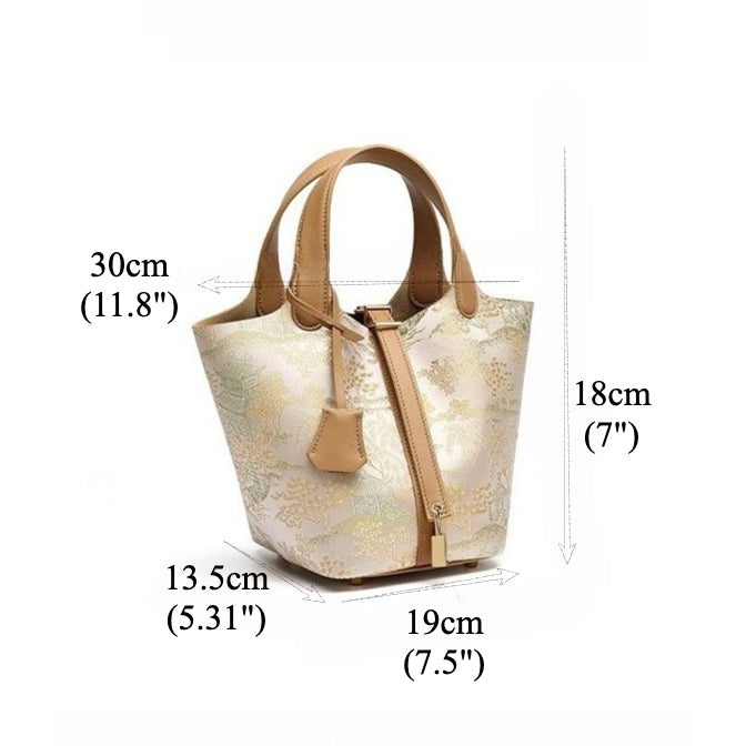 Bolsa Bucket Jardim Oriental em Couro - imagem 41