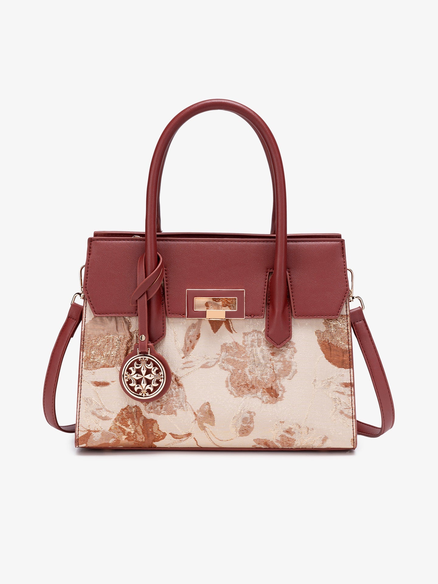 Bolsa Satchel Jacquard com Charm - vista principal