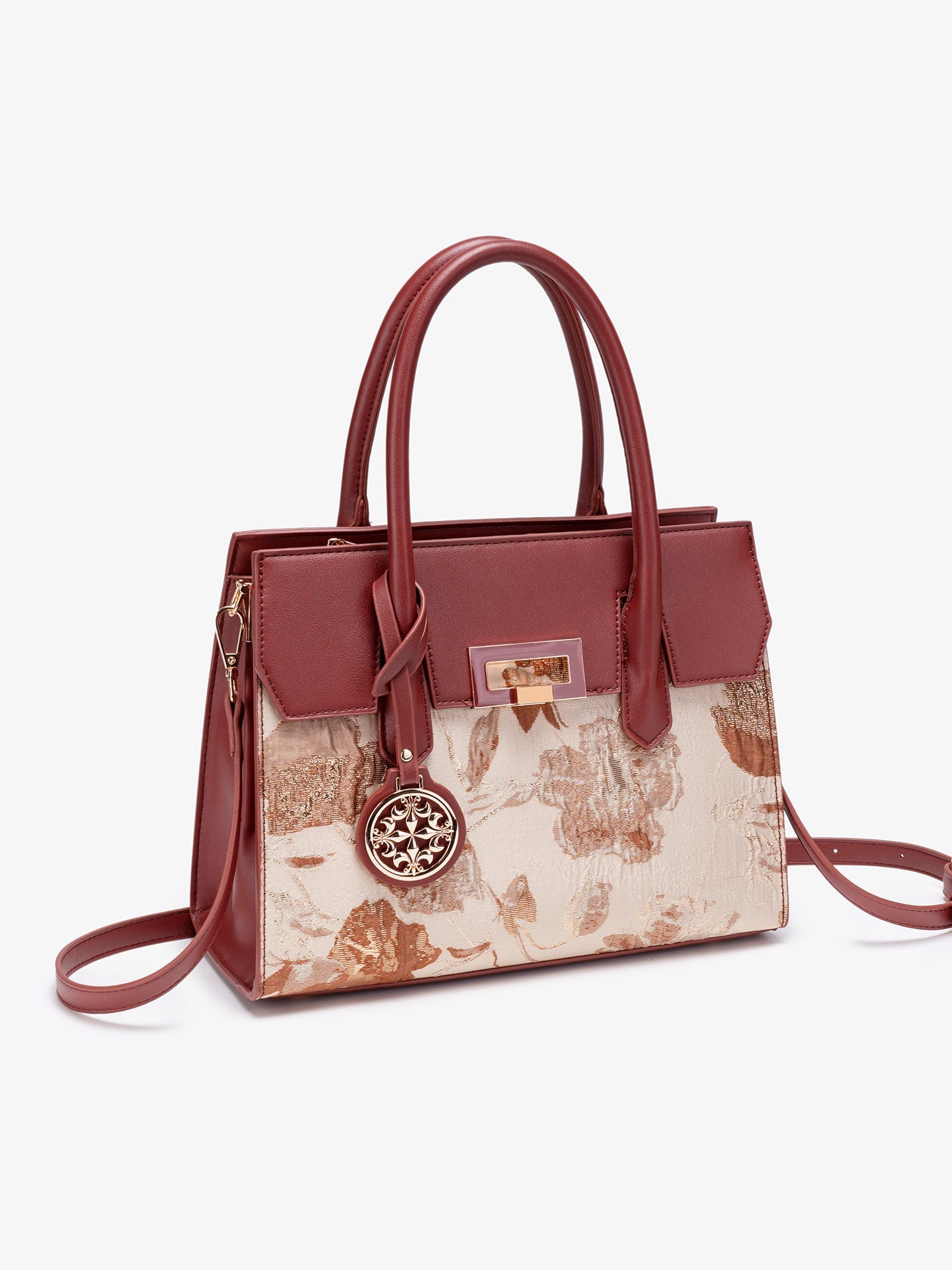 Bolsa Satchel Jacquard com Charm - imagem 6