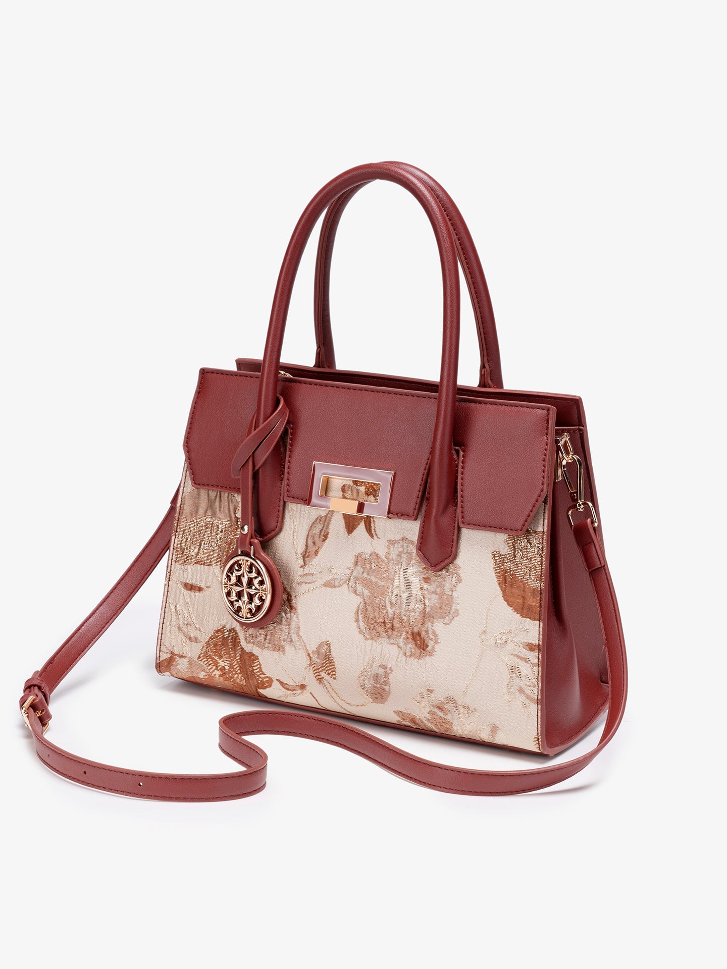 Bolsa Satchel Jacquard com Charm - imagem 7