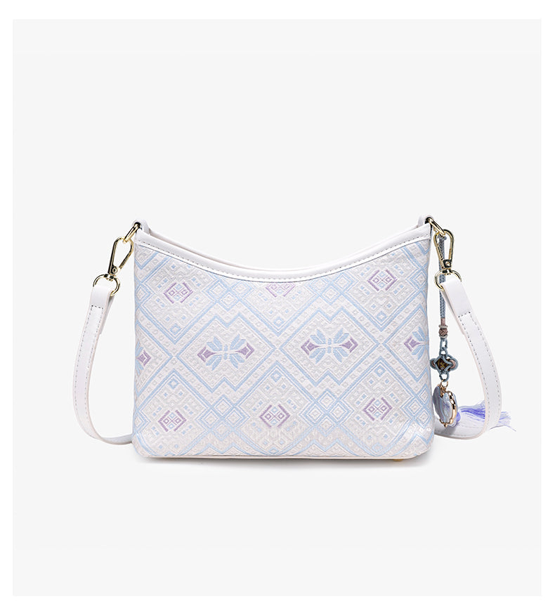 Bolsa Clutch Geométrica Lavanda com Tassel - imagem 11