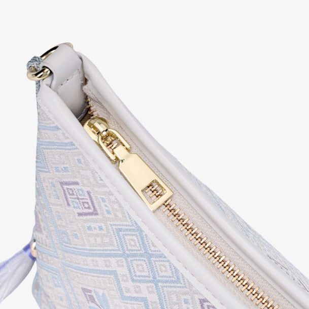 Bolsa Clutch Geométrica Lavanda com Tassel - imagem 14