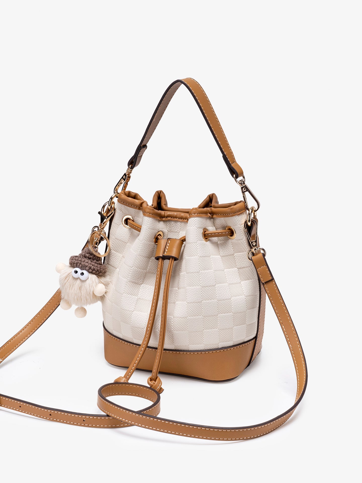 Bolsa Bucket Xadrez Vintage com Charm - imagem 6