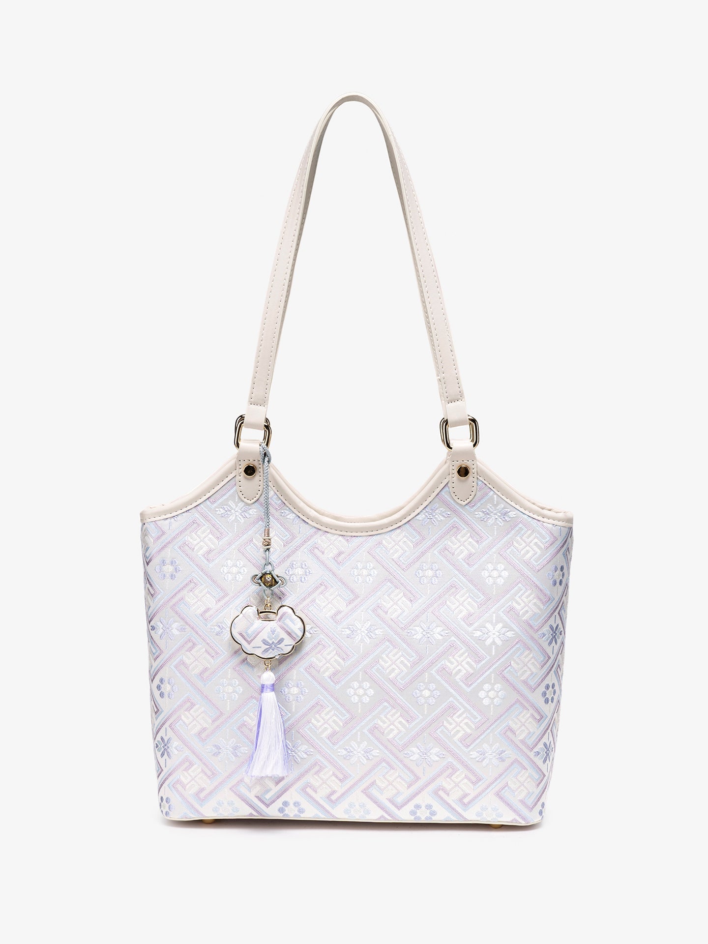 Bolsa Tote Brocado Lavanda com Tassel - vista principal