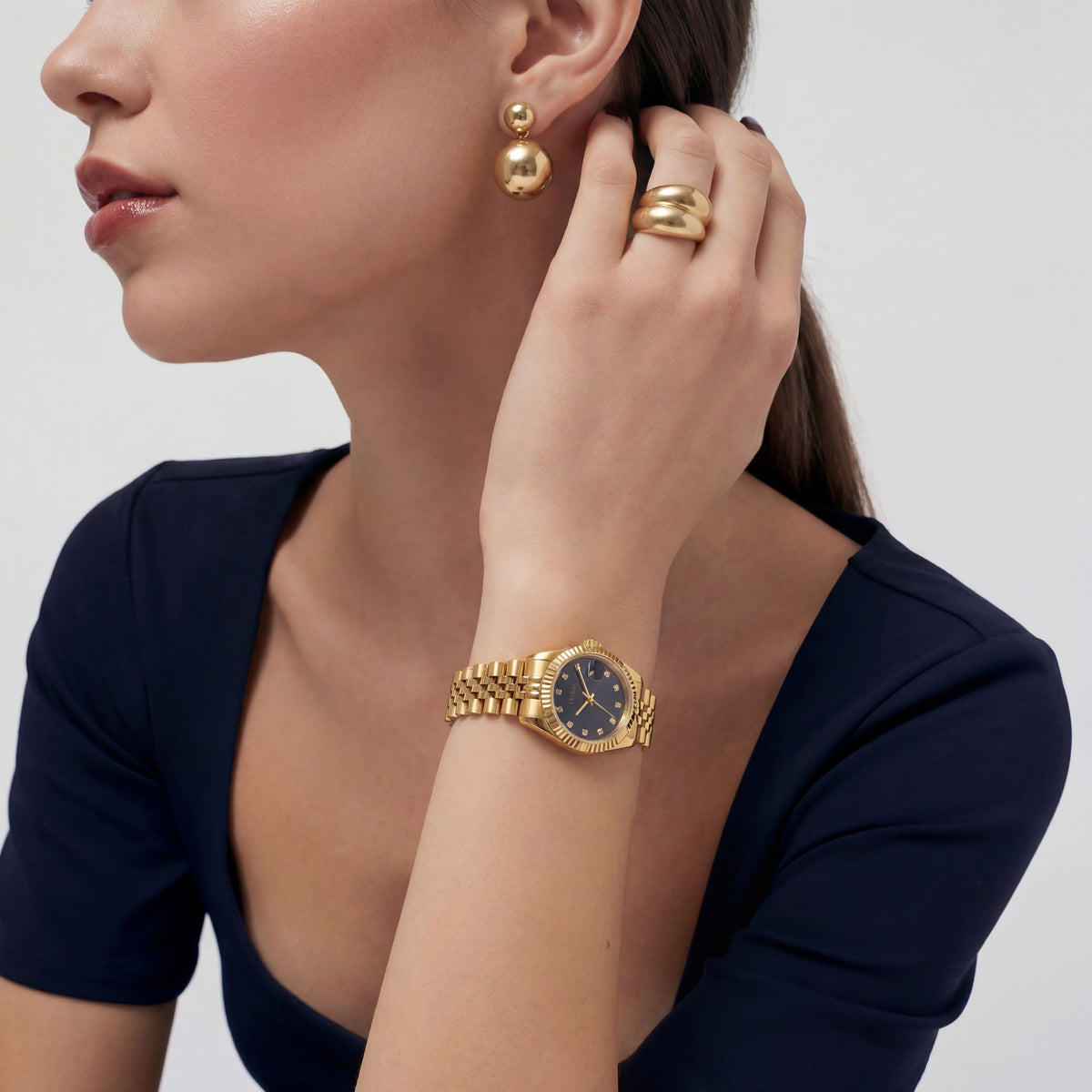 Relógio Celeste Romano Feminino em aço inoxidável, foto de detalhe