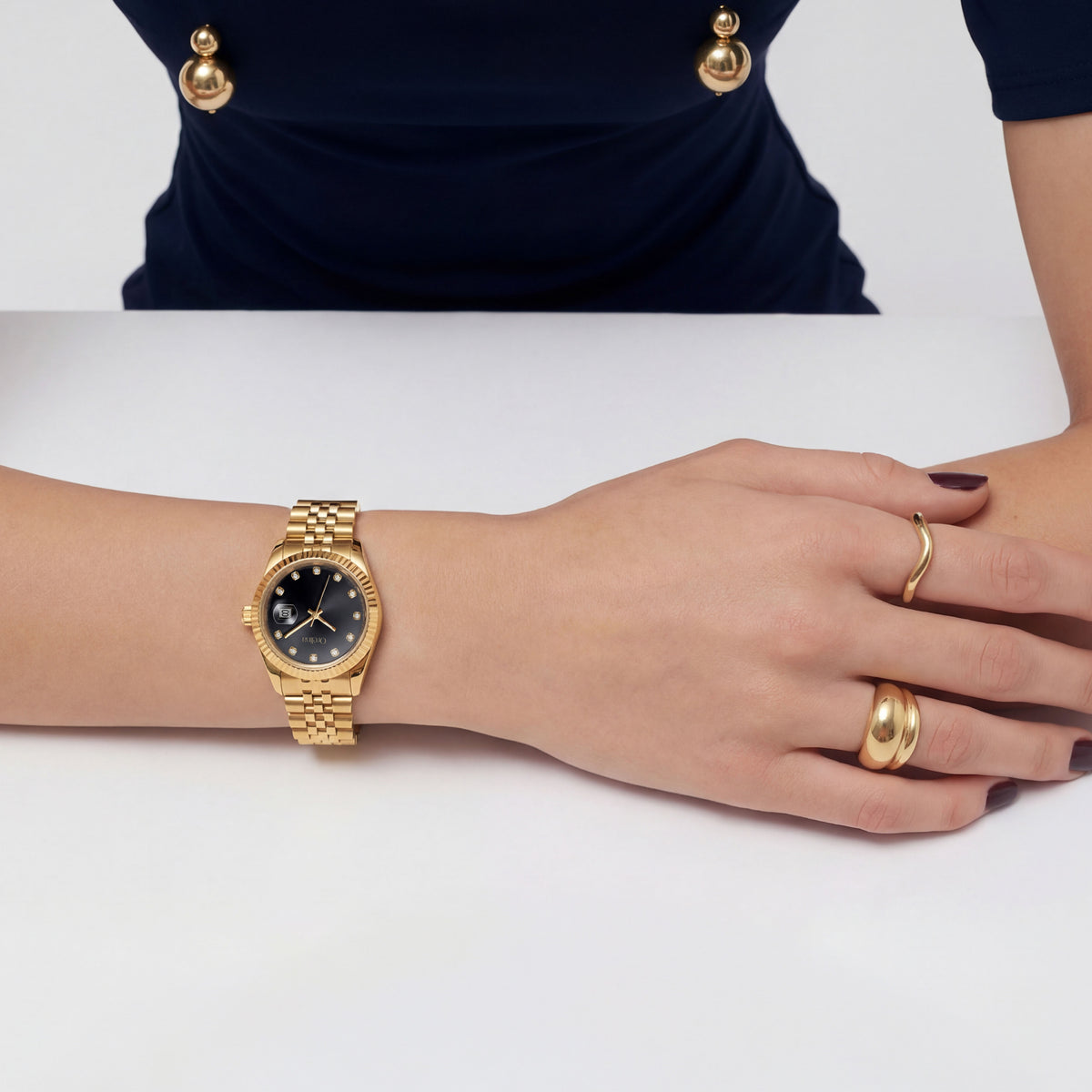 Relógio Celeste Romano Feminino em aço inoxidável, foto de detalhe