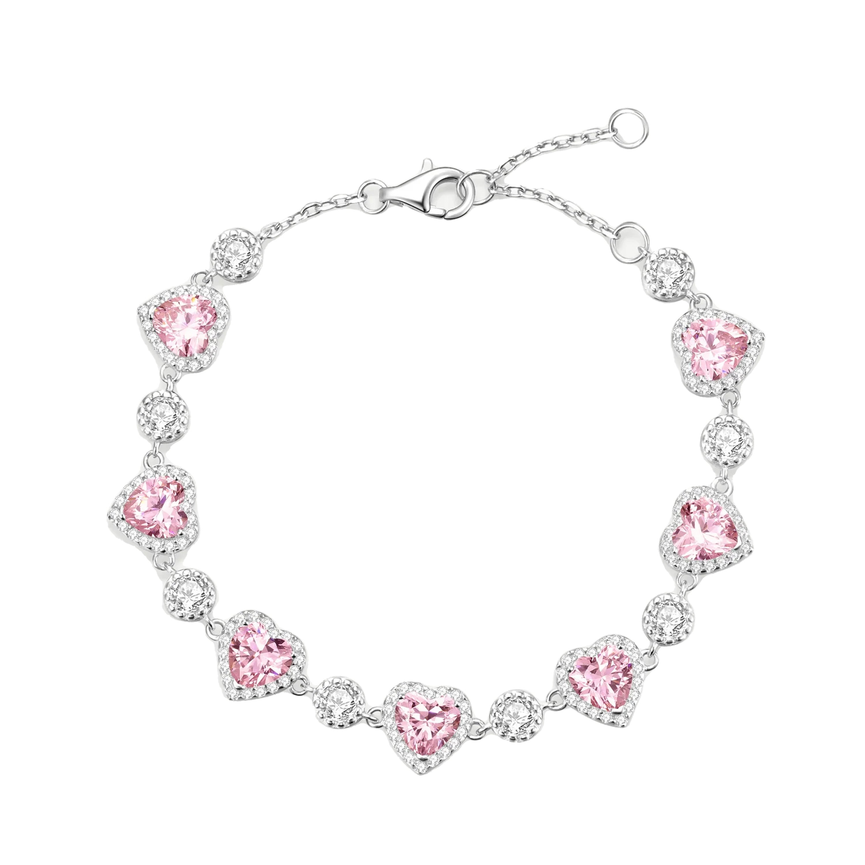 Pulseira Corações Rosa Cristalina - vista principal